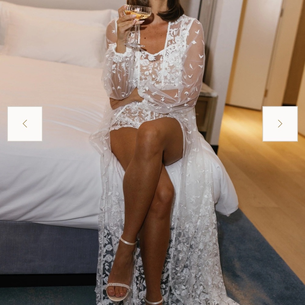 Bridal White Lace Robe with slip
